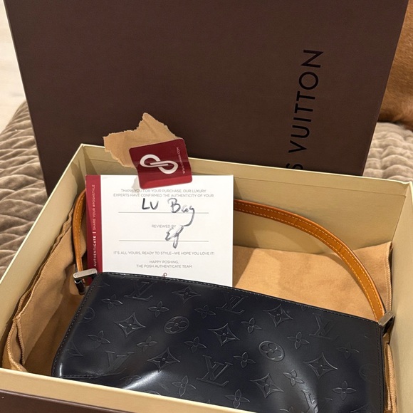 Louis Vuitton Navy Blue Embossed Bag - Picture 12 of 13